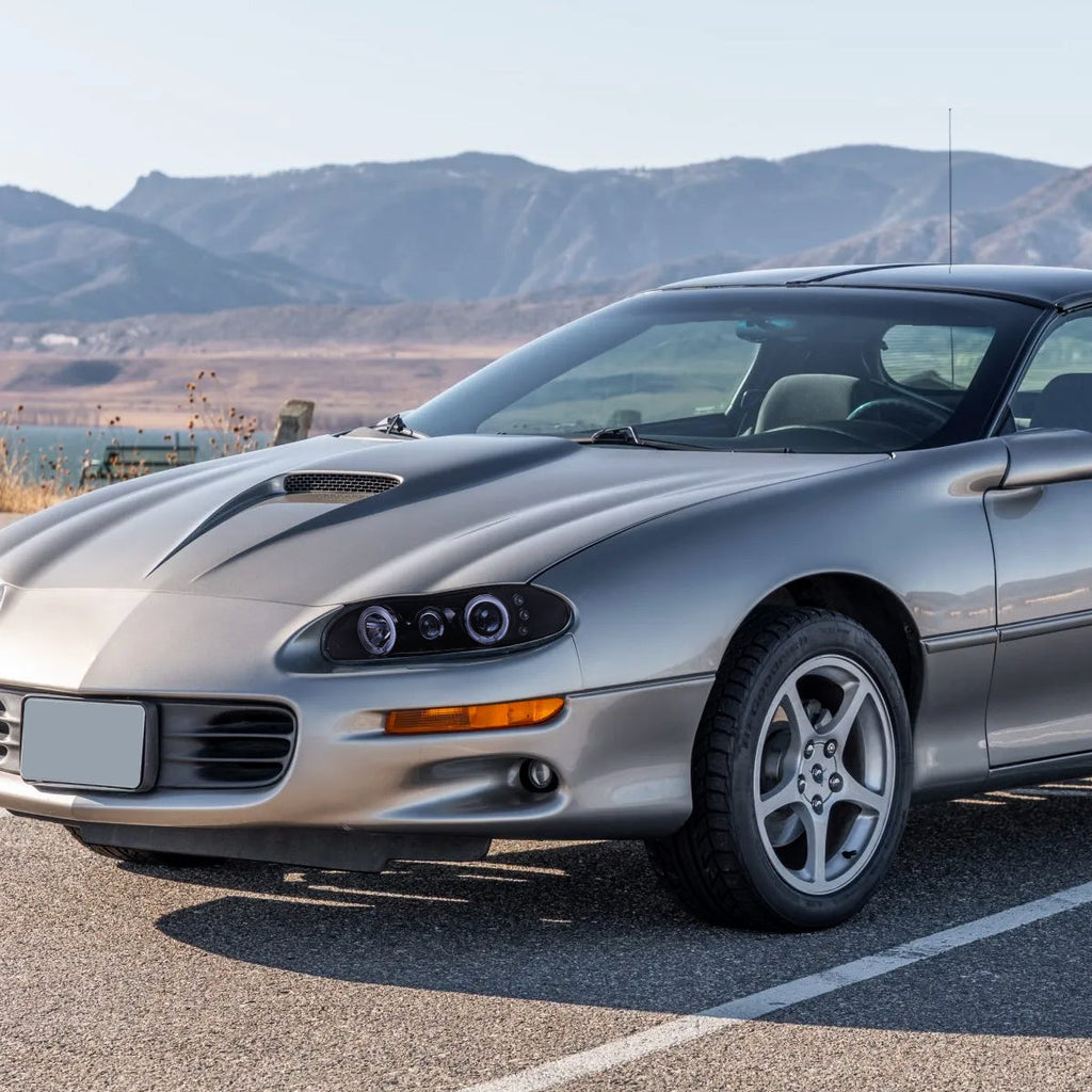 1998-2002 Chevrolet Camaro 4th Gen Dual Halo Projector Headlights (Glossy Black Housing / Smoked Lens)