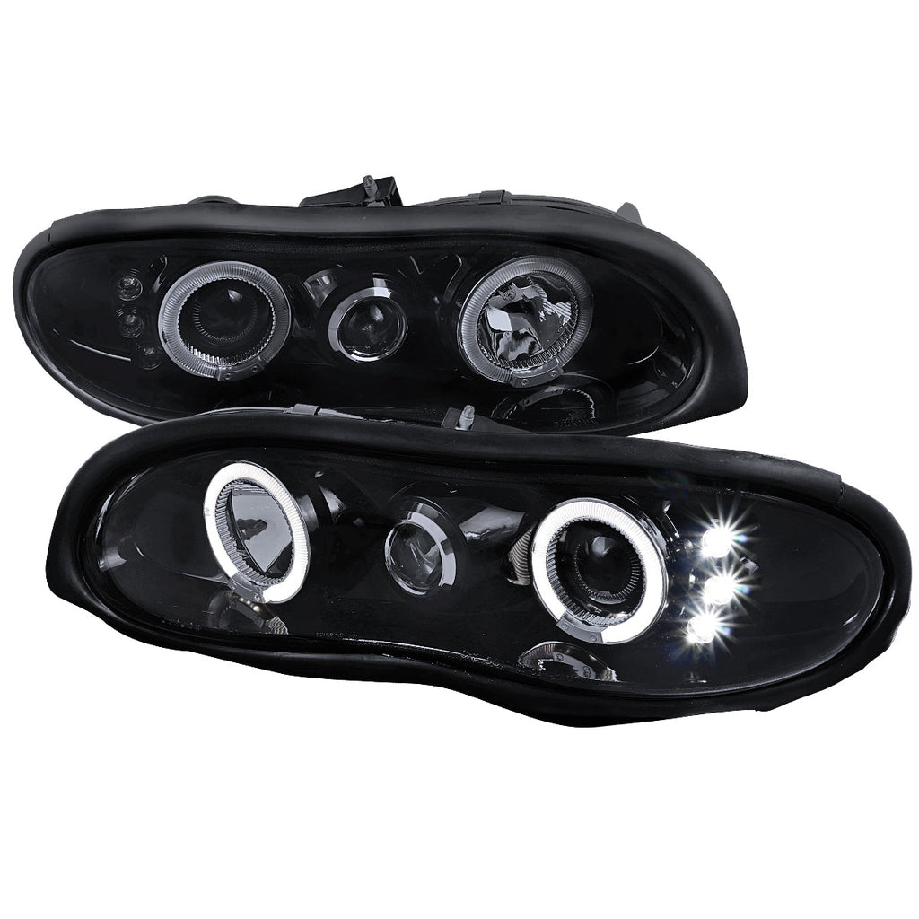 1998-2002 Chevrolet Camaro 4th Gen Dual Halo Projector Headlights (Glossy Black Housing / Smoked Lens)