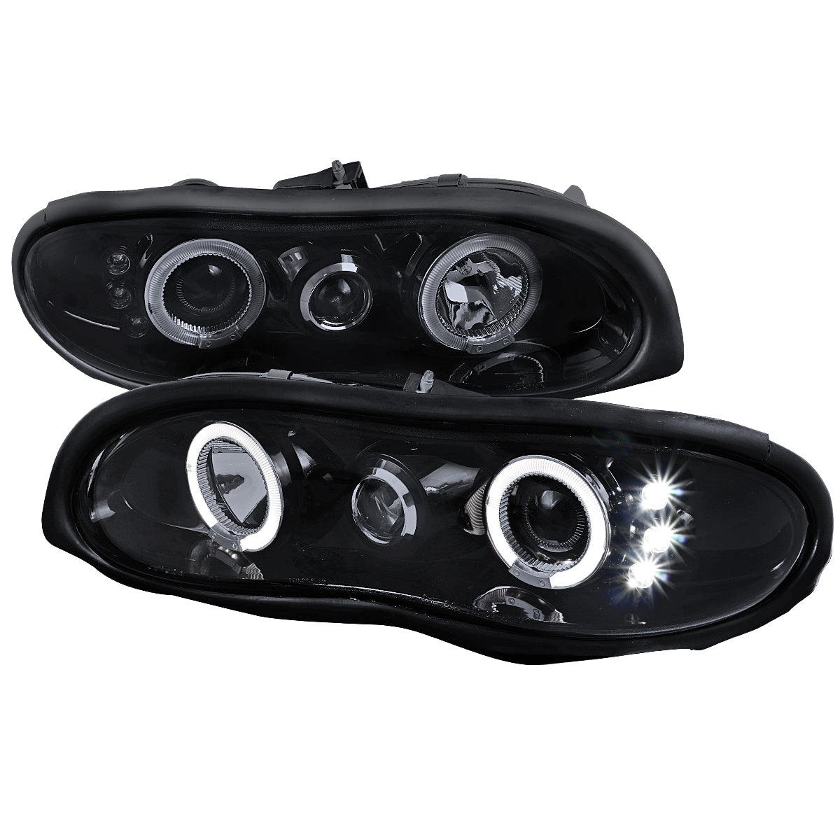 1998-2002 Chevrolet Camaro 4th Gen Dual Halo Projector Headlights (Glossy Black Housing / Smoked Lens)