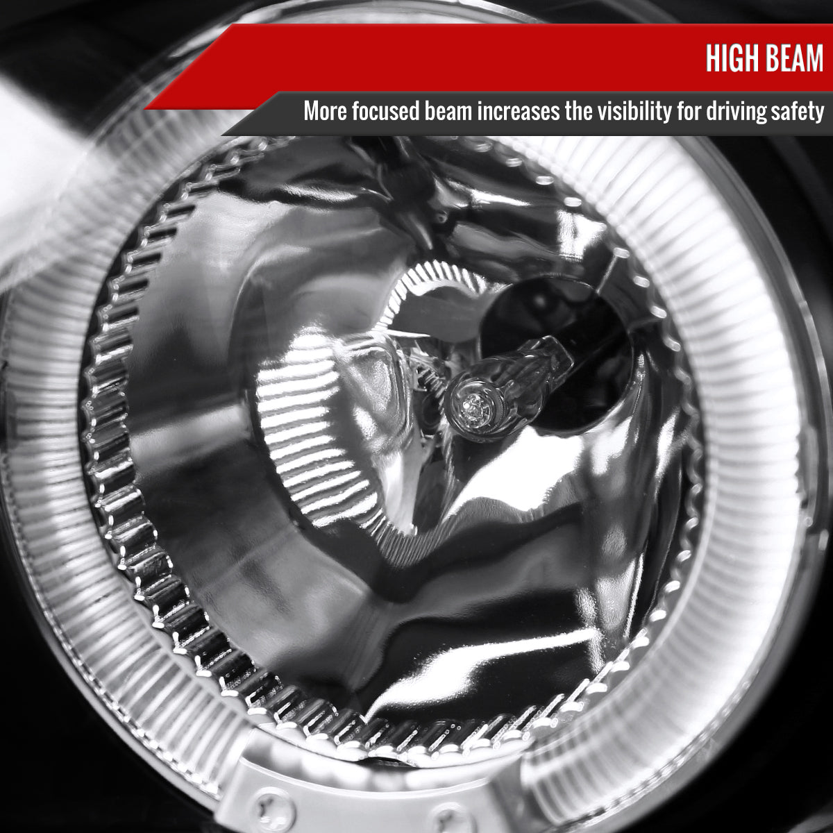 1998-2002 Chevrolet Camaro 4th Gen Dual Halo Projector Headlights (Matte Black Housing / Clear Lens)