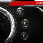 1998-2002 Chevrolet Camaro 4th Gen Dual Halo Projector Headlights (Matte Black Housing / Clear Lens)