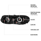 1998-2002 Chevrolet Camaro 4th Gen Dual Halo Projector Headlights (Matte Black Housing / Clear Lens)