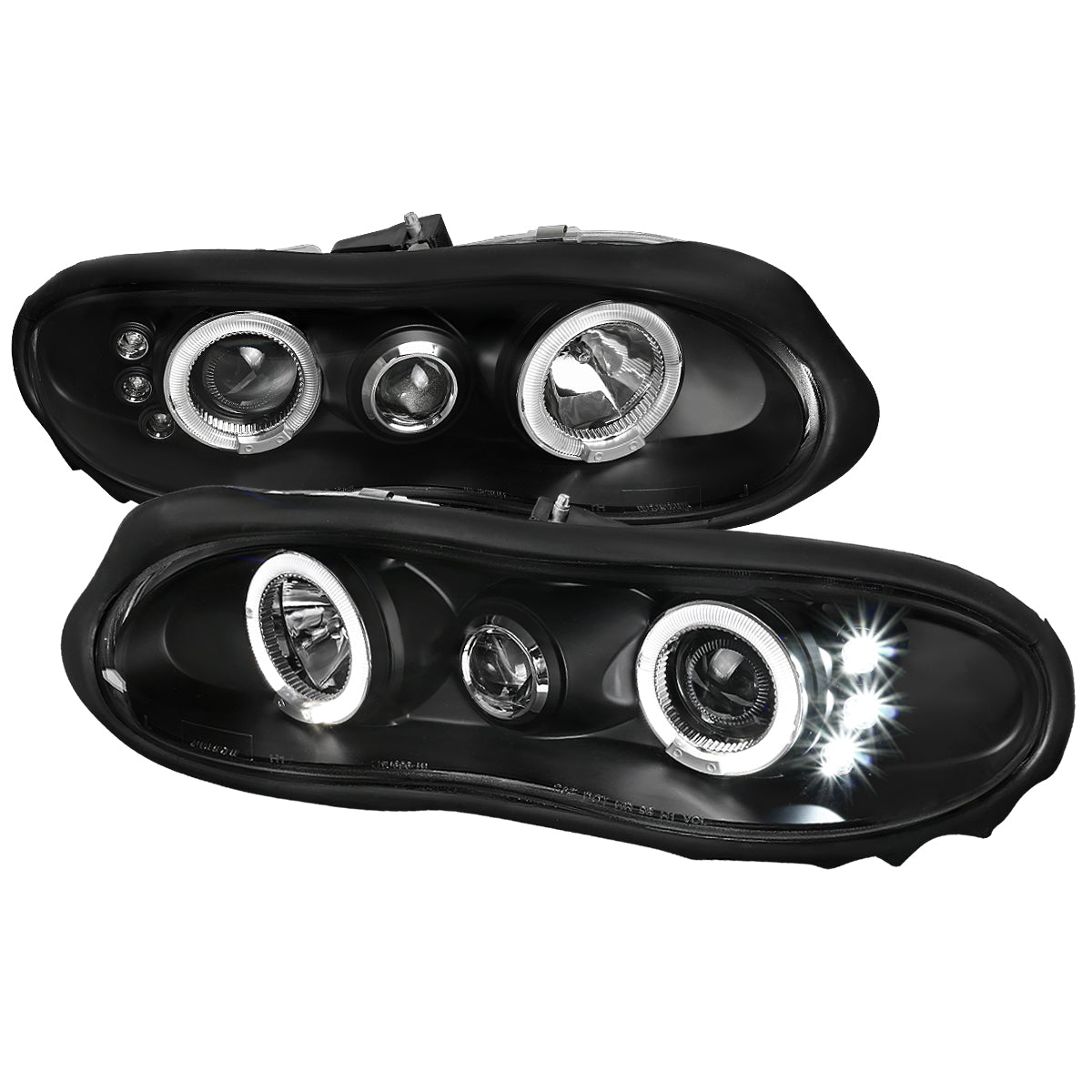 1998-2002 Chevrolet Camaro 4th Gen Dual Halo Projector Headlights (Matte Black Housing / Clear Lens)