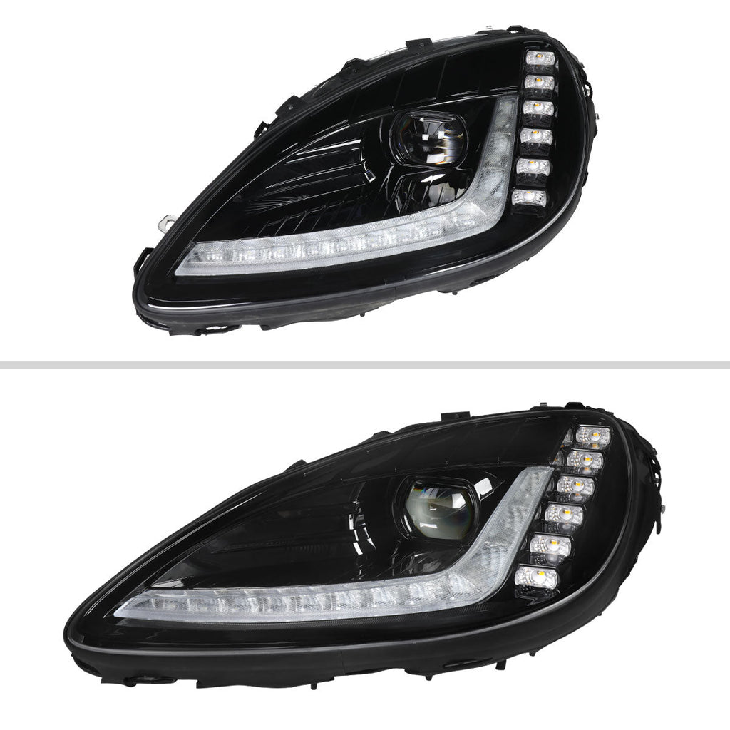 2005-2013 Chevrolet Corvette C6 Projector Headlights w/ Sequential LED Turn Signal and Park Lights with Startup Animation (Black Housing / Clear Lens)