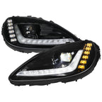 2005-2013 Chevrolet Corvette C6 Projector Headlights w/ Sequential LED Turn Signal and Park Lights with Startup Animation (Black Housing / Clear Lens)