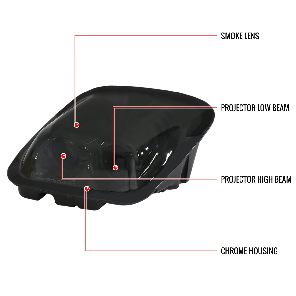 1997-2004 Chevrolet Corvette C5 H7 Projector Headlights (Chrome Housing / Smoked Lens)