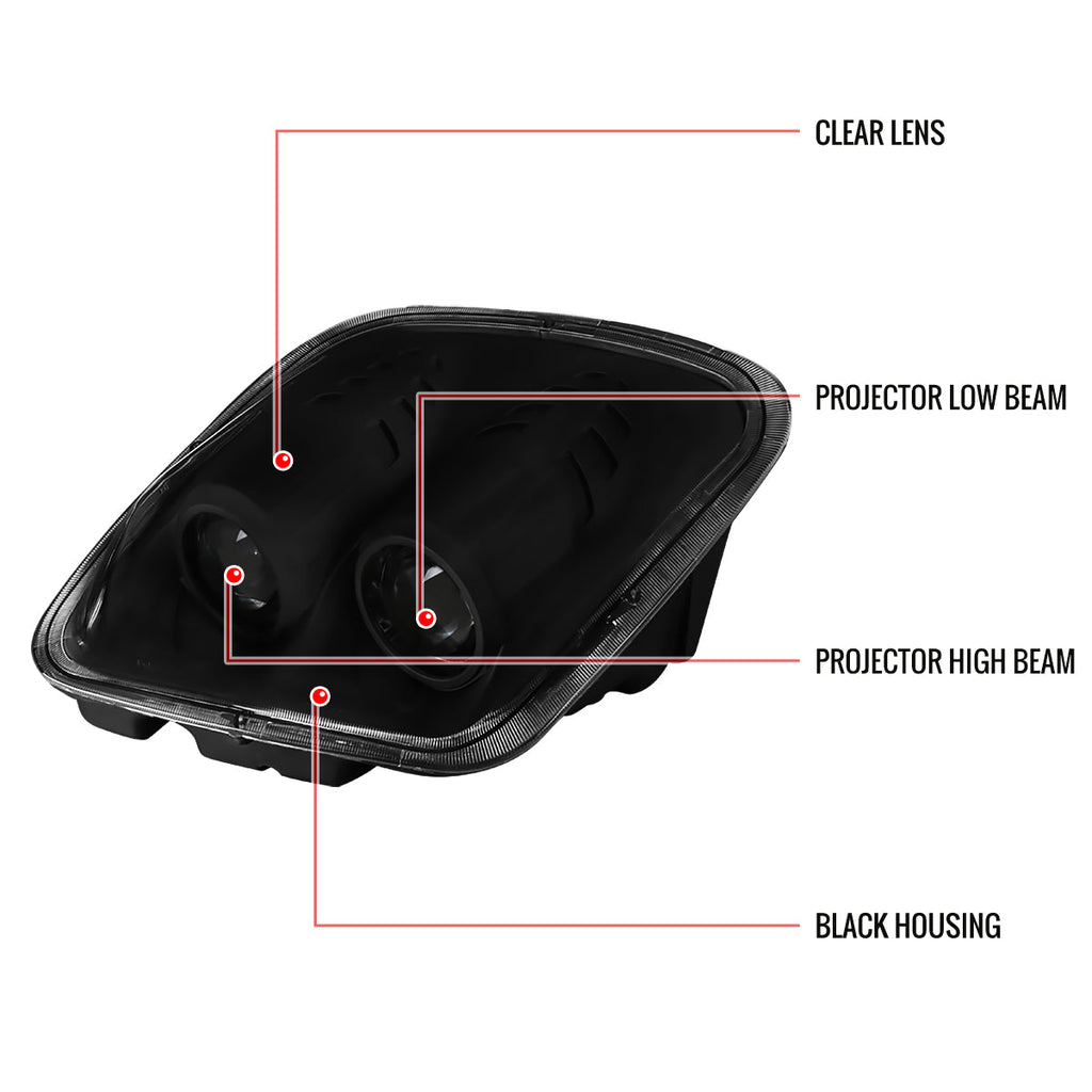 1997-2004 Chevrolet Corvette C5 H7 Projector Headlights (Matte Black Housing / Clear Lens)