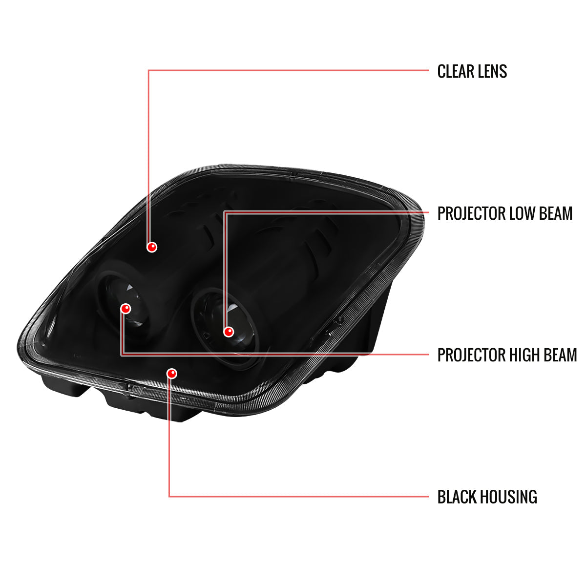 1997-2004 Chevrolet Corvette C5 H7 Projector Headlights (Matte Black Housing / Clear Lens)