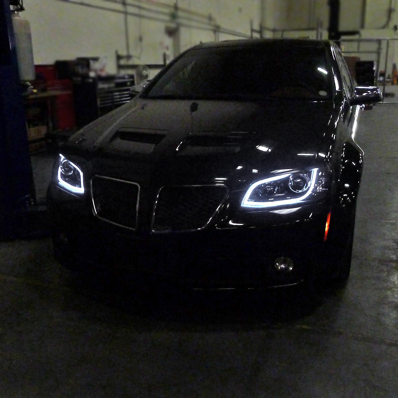 2008-2009 Pontiac G8 LED Bar Projector Headlights (Chrome Housing / Clear Lens)