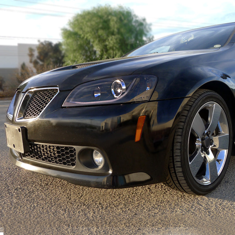 2008-2009 Pontiac G8 LED Bar Projector Headlights (Glossy Black Housing / Smoked Lens)