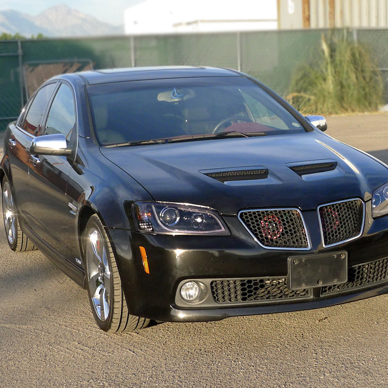 2008-2009 Pontiac G8 LED Bar Projector Headlights (Glossy Black Housing / Smoked Lens)