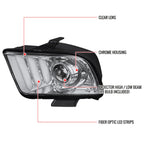 2005-2009 Ford Mustang S197 LED Bar Projector Headlights (Chrome Housing / Clear Lens)