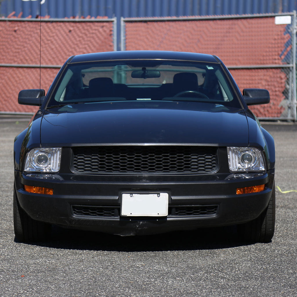 2005-2009 Ford Mustang S197 LED Bar Projector Headlights (Chrome Housing / Clear Lens)