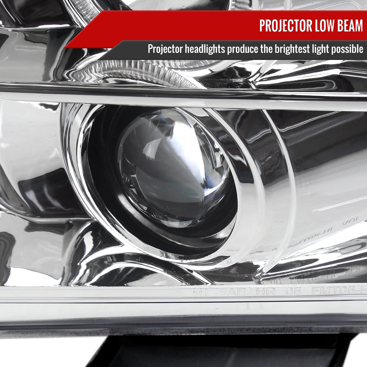 2005-2009 Ford Mustang S197 Halo Projector Headlights w/ LED Light Strip (Chrome Housing / Clear Lens)