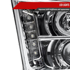 2005-2009 Ford Mustang S197 Halo Projector Headlights w/ LED Light Strip (Chrome Housing / Clear Lens)