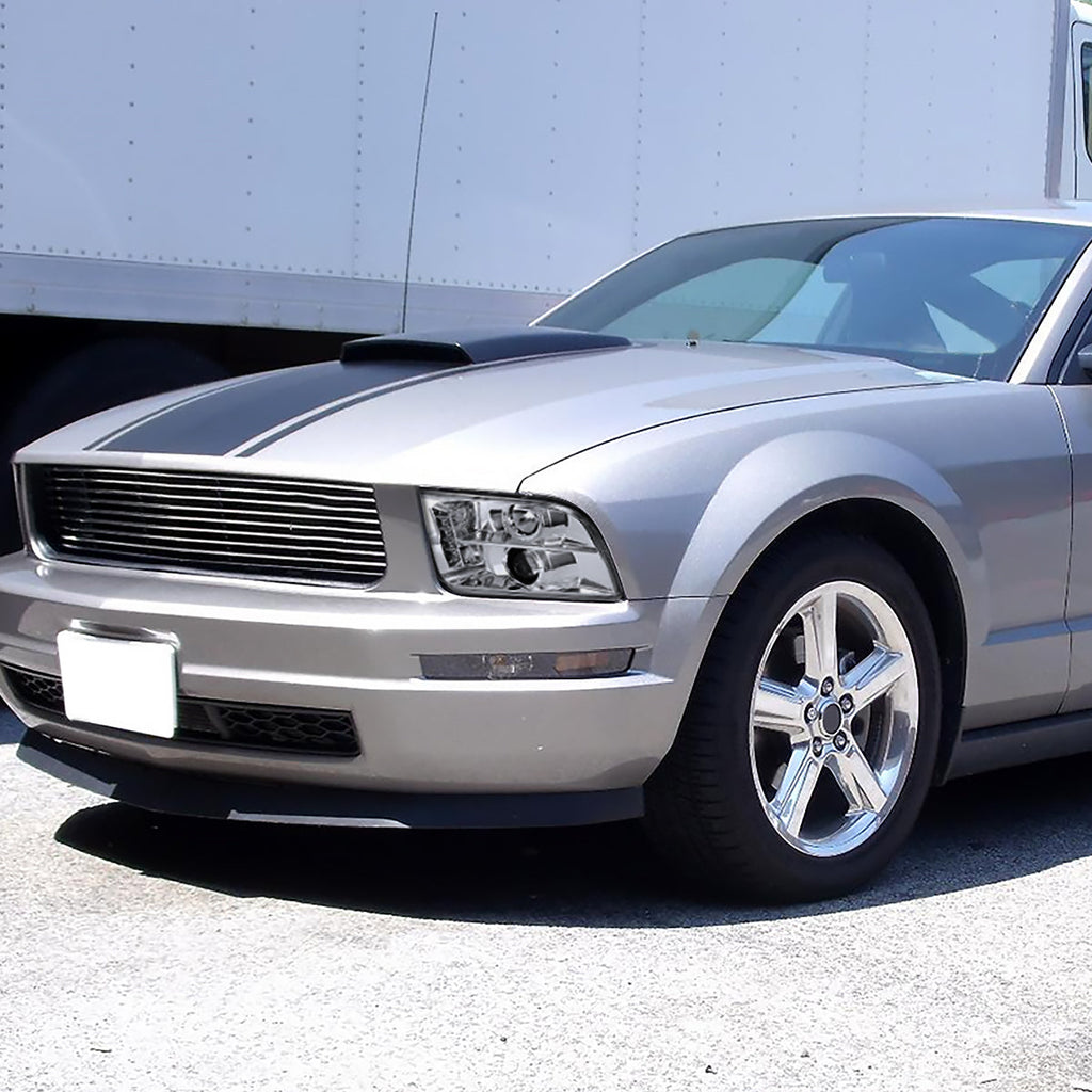 2005-2009 Ford Mustang S197 Halo Projector Headlights w/ LED Light Strip (Chrome Housing / Clear Lens)