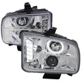 2005-2009 Ford Mustang S197 Halo Projector Headlights w/ LED Light Strip (Chrome Housing / Clear Lens)