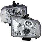 2005-2009 Ford Mustang S197 Halo Projector Headlights w/ LED Light Strip (Chrome Housing / Clear Lens)