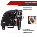 2005-2009 Ford Mustang S197 Halo Projector Headlights w/ LED Light Strip (Matte Black Housing / Clear Lens)