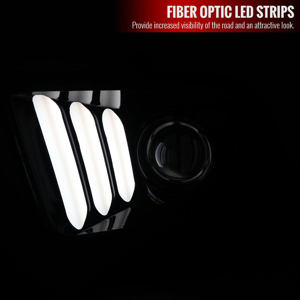 2005-2009 Ford Mustang S197 LED Bar Projector Headlights (Jet Black Housing / Clear Lens)