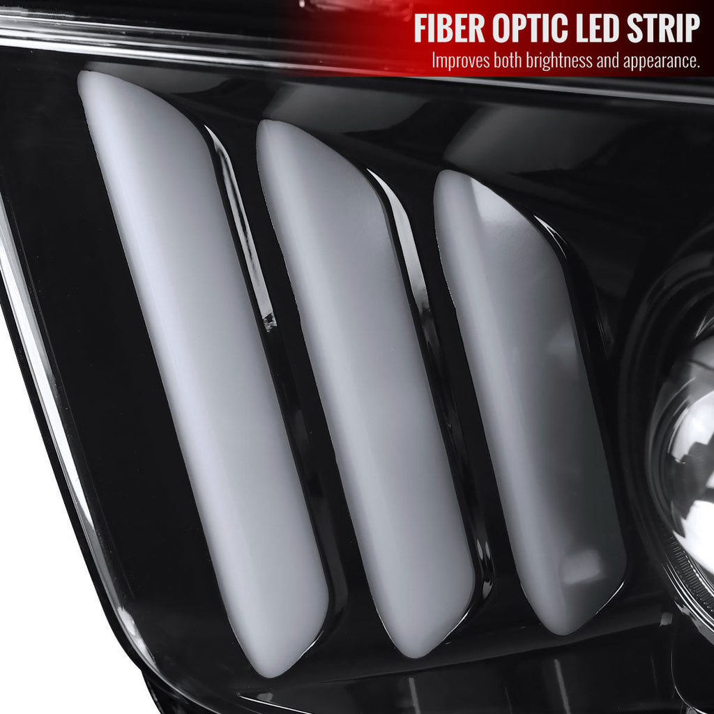 2005-2009 Ford Mustang S197 LED Bar Projector Headlights (Jet Black Housing / Clear Lens)