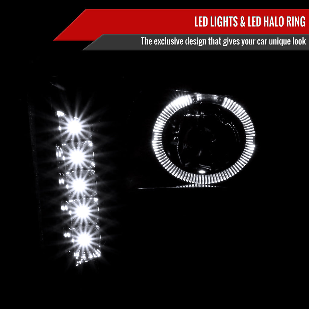 2005-2009 Ford Mustang S197 Halo Projector Headlights (Jet Black Housing / Clear Lens)