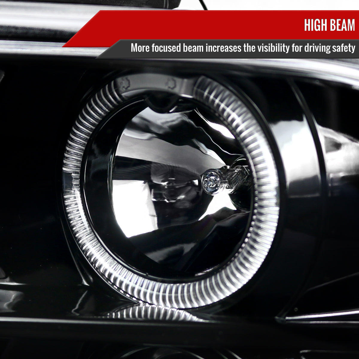 2005-2009 Ford Mustang S197 Halo Projector Headlights (Jet Black Housing / Clear Lens)