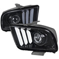 2005-2009 Ford Mustang S197 LED Bar Projector Headlights (Chrome Housing / Smoked Lens)