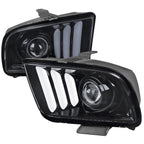 2005-2009 Ford Mustang S197 LED Bar Projector Headlights (Chrome Housing / Smoked Lens)