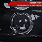 2005-2009 Ford Mustang S197 Halo Projector Headlights w/ LED Light Strip (Glossy Black Housing / Smoked Lens)