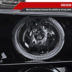2005-2009 Ford Mustang S197 Halo Projector Headlights w/ LED Light Strip (Glossy Black Housing / Smoked Lens)