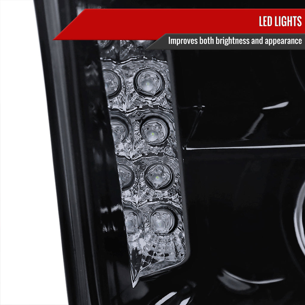 2005-2009 Ford Mustang S197 Halo Projector Headlights w/ LED Light Strip (Glossy Black Housing / Smoked Lens)