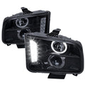 2005-2009 Ford Mustang S197 Halo Projector Headlights w/ LED Light Strip (Glossy Black Housing / Smoked Lens)