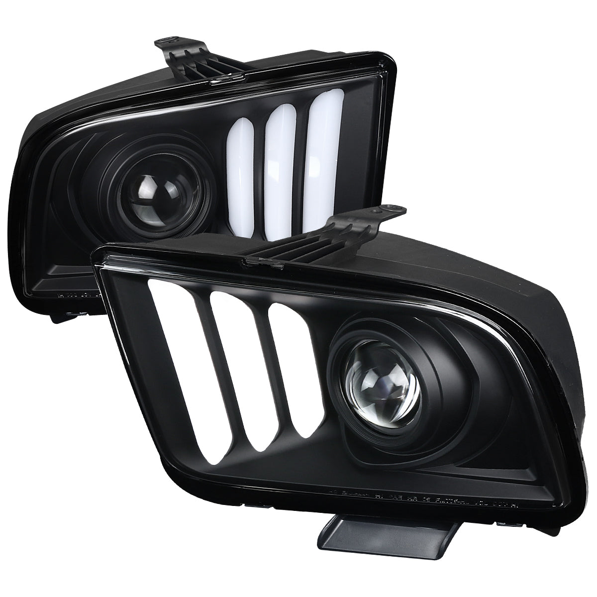 2005-2009 Ford Mustang S197 LED Bar Projector Headlights (Matte Black Housing / Clear Lens)