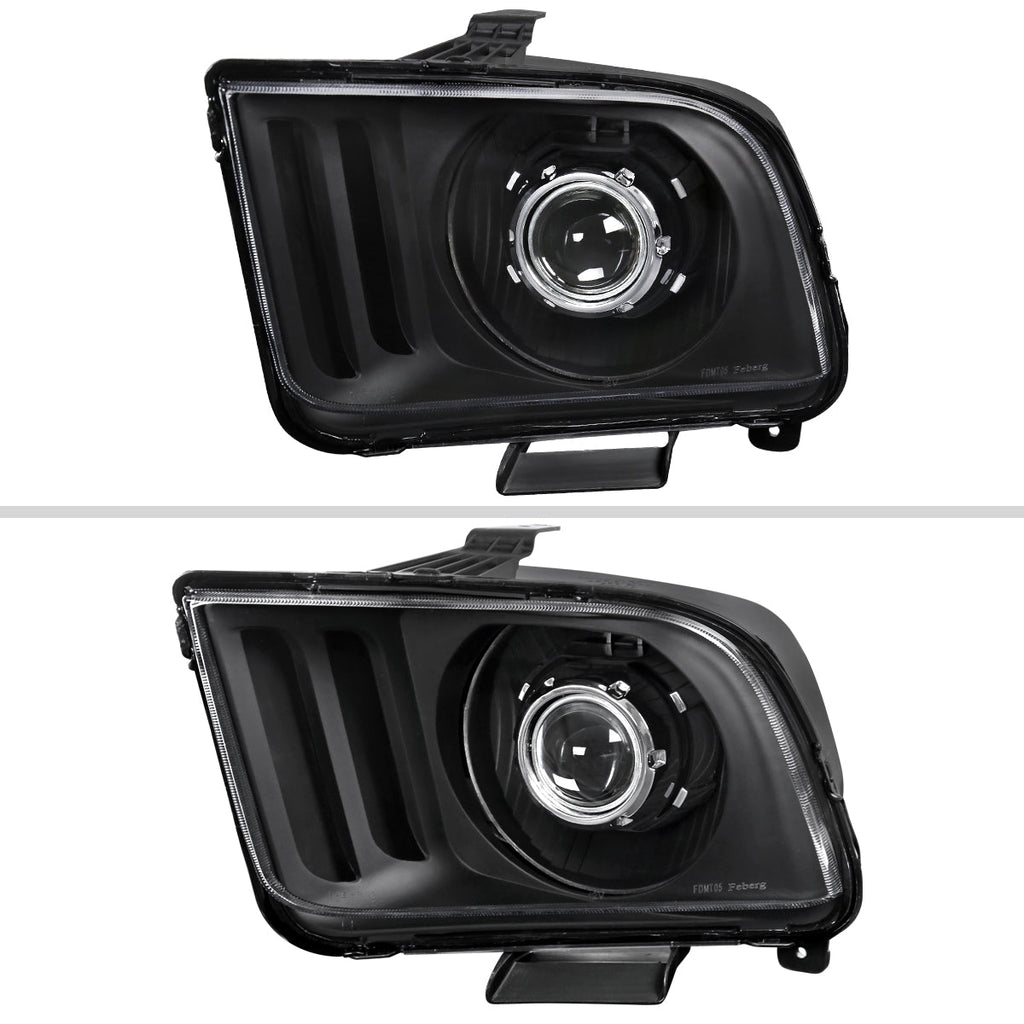 2005-2009 Ford Mustang S197 H1 Projector Headlights (Matte Black Housing / Clear Lens)