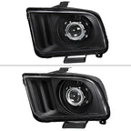2005-2009 Ford Mustang S197 H1 Projector Headlights (Matte Black Housing / Clear Lens)