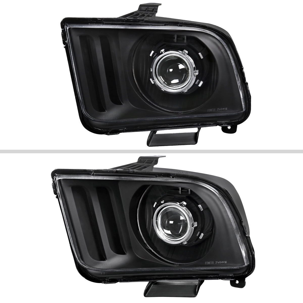 2005-2009 Ford Mustang S197 H1 Projector Headlights (Matte Black Housing / Clear Lens)