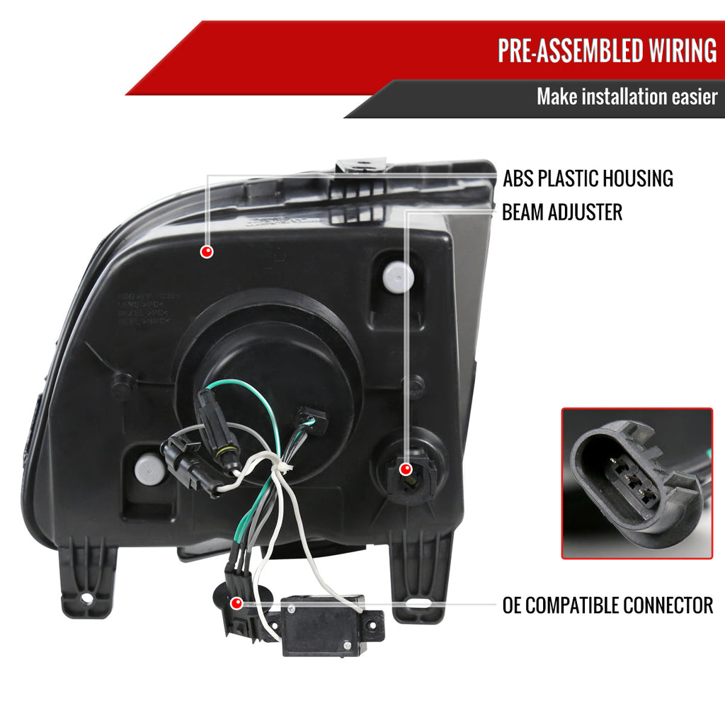 2005-2009 Ford Mustang S197 H1 Projector Headlights (Matte Black Housing / Clear Lens)