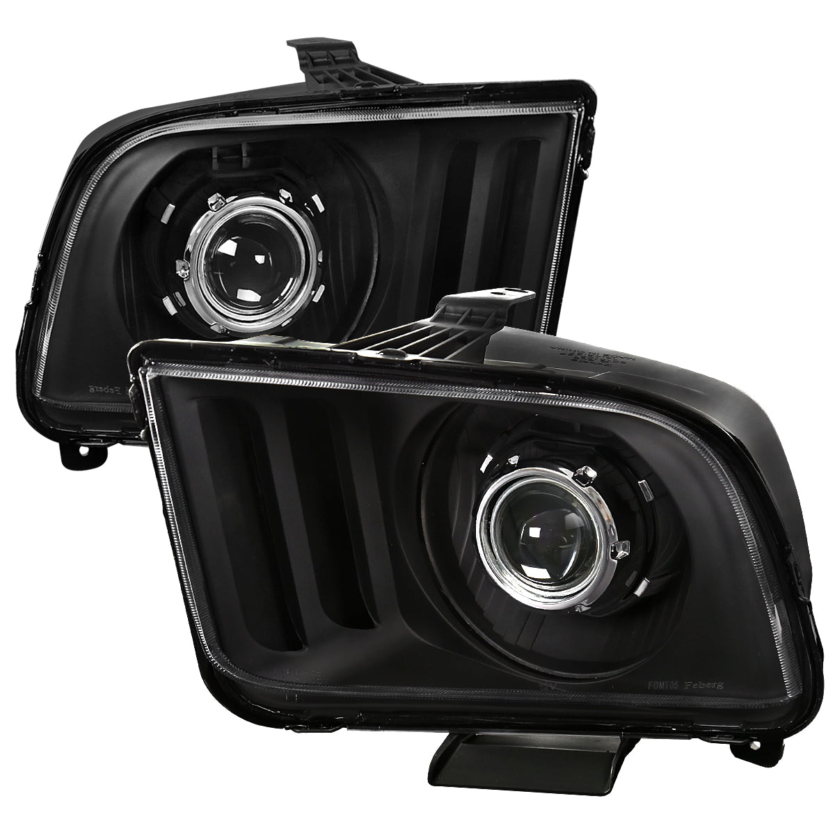 2005-2009 Ford Mustang S197 H1 Projector Headlights (Matte Black Housing / Clear Lens)