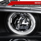 2005-2009 Ford Mustang S197 Halo Projector Headlights w/ LED Light Strip (Matte Black Housing / Clear Lens)