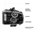 2005-2009 Ford Mustang S197 Halo Projector Headlights w/ LED Light Strip (Matte Black Housing / Clear Lens)