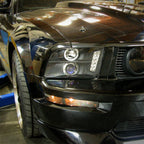 2005-2009 Ford Mustang S197 Halo Projector Headlights w/ LED Light Strip (Matte Black Housing / Clear Lens)