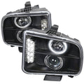 2005-2009 Ford Mustang S197 Halo Projector Headlights w/ LED Light Strip (Matte Black Housing / Clear Lens)