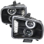 2005-2009 Ford Mustang S197 Halo Projector Headlights w/ LED Light Strip (Matte Black Housing / Clear Lens)
