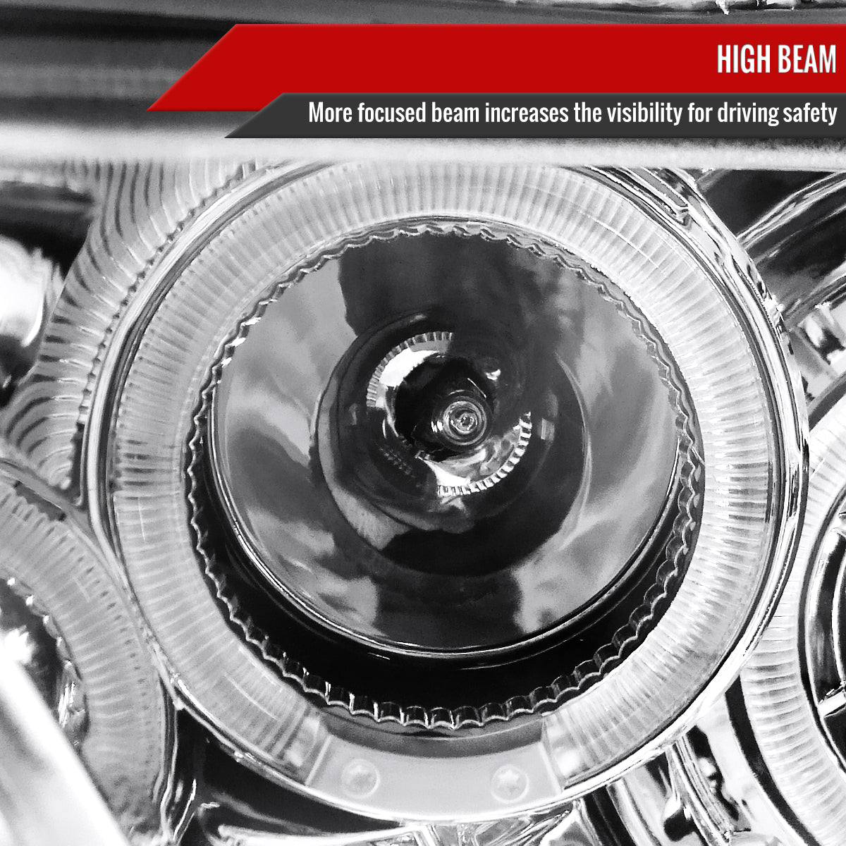 2010-2014 Ford Mustang S197 Dual Halo Projector Headlights (Chrome Housing / Clear Lens)