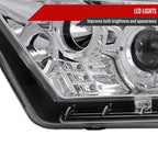 2010-2014 Ford Mustang S197 Dual Halo Projector Headlights (Chrome Housing / Clear Lens)