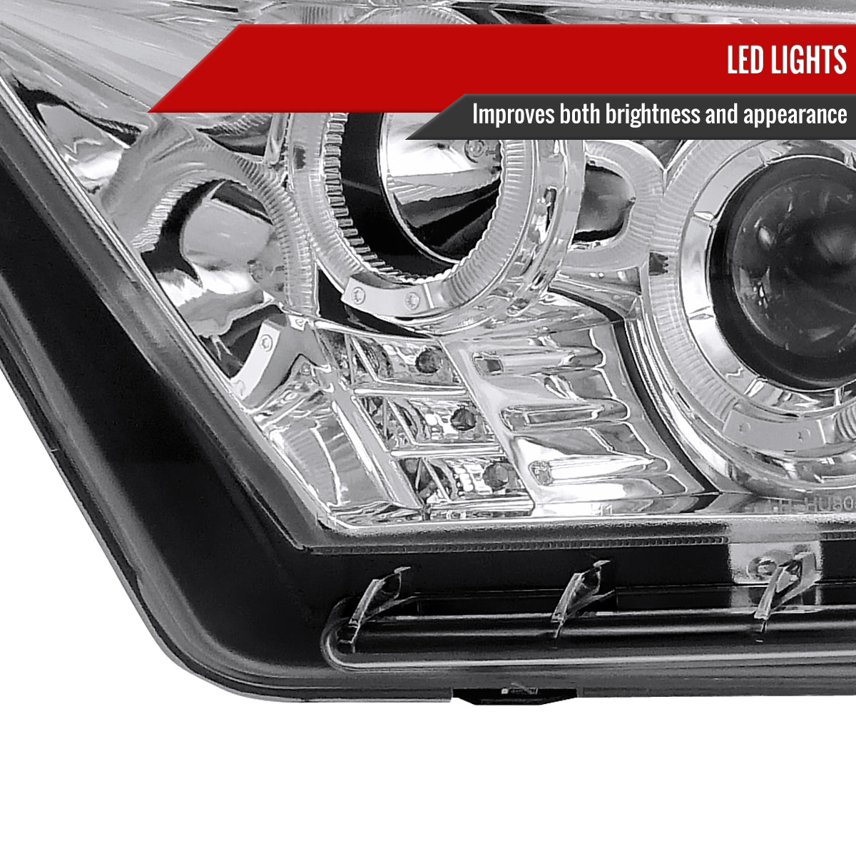 2010-2014 Ford Mustang S197 Dual Halo Projector Headlights (Chrome Housing / Clear Lens)