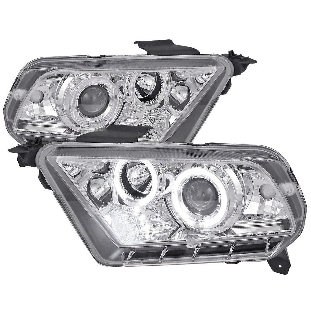 2010-2014 Ford Mustang S197 Dual Halo Projector Headlights (Chrome Housing / Clear Lens)