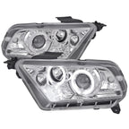 2010-2014 Ford Mustang S197 Dual Halo Projector Headlights (Chrome Housing / Clear Lens)