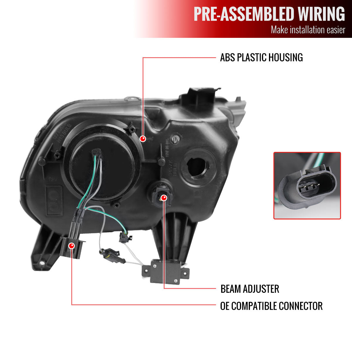 2010-2014 Ford Mustang S197 Retrofit Style Projector Headlights (Matte Black Housing / Clear Lens)